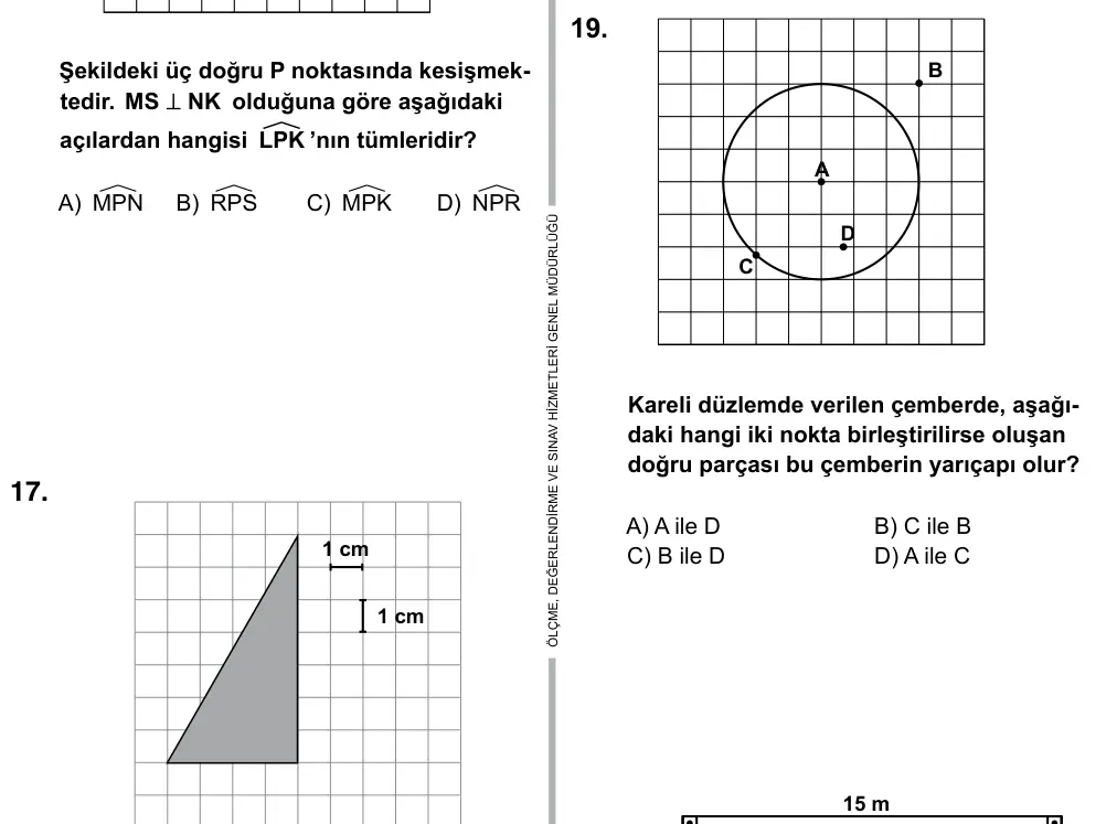6. Sınıf Matematik 2015 İOKBS Bursluluk Sınavı 19. Soru görseli