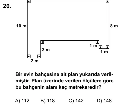 6. Sınıf Matematik 2015 İOKBS Bursluluk Sınavı 20. Soru görseli