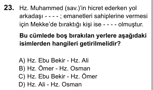 6. Sınıf Sosyal Bilgiler 2015 İOKBS Bursluluk Sınavı 23. Soru görseli