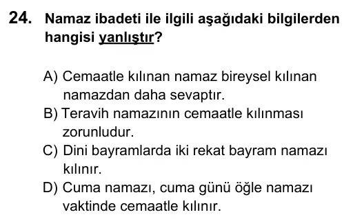 6. Sınıf Sosyal Bilgiler 2015 İOKBS Bursluluk Sınavı 24. Soru görseli