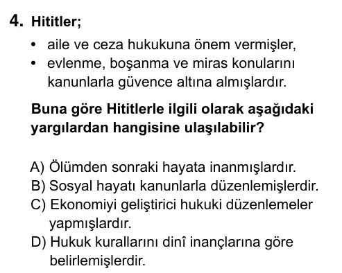 6. Sınıf Sosyal Bilgiler 2015 İOKBS Bursluluk Sınavı 4. Soru görseli