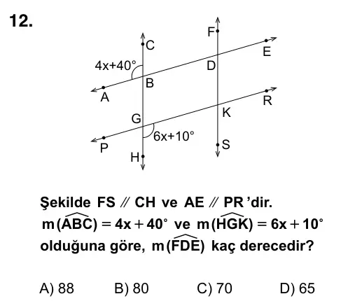 7. Sınıf Matematik 2015 İOKBS Bursluluk Sınavı 12. Soru görseli