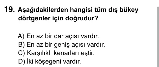 7. Sınıf Matematik 2015 İOKBS Bursluluk Sınavı 19. Soru görseli