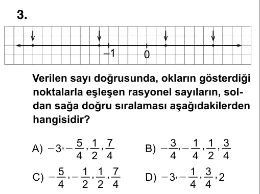 7. Sınıf Matematik 2015 İOKBS Bursluluk Sınavı 3. Soru görseli