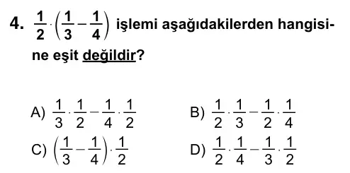 7. Sınıf Matematik 2015 İOKBS Bursluluk Sınavı 4. Soru görseli
