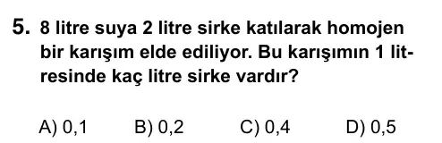7. Sınıf Matematik 2015 İOKBS Bursluluk Sınavı 5. Soru görseli