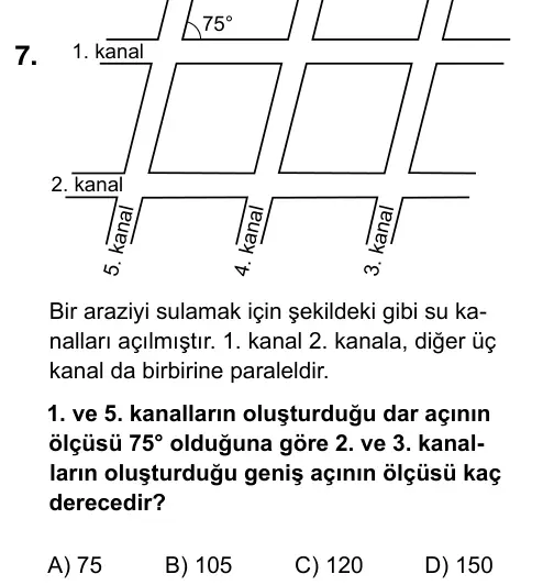 7. Sınıf Matematik 2015 İOKBS Bursluluk Sınavı 7. Soru görseli