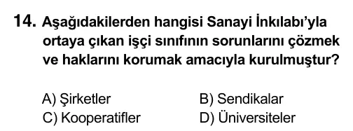 7. Sınıf Sosyal Bilgiler 2015 İOKBS Bursluluk Sınavı 14. Soru görseli