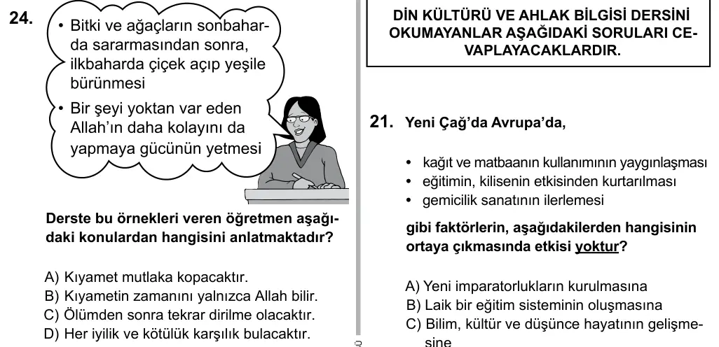 7. Sınıf Sosyal Bilgiler 2015 İOKBS Bursluluk Sınavı 24. Soru görseli