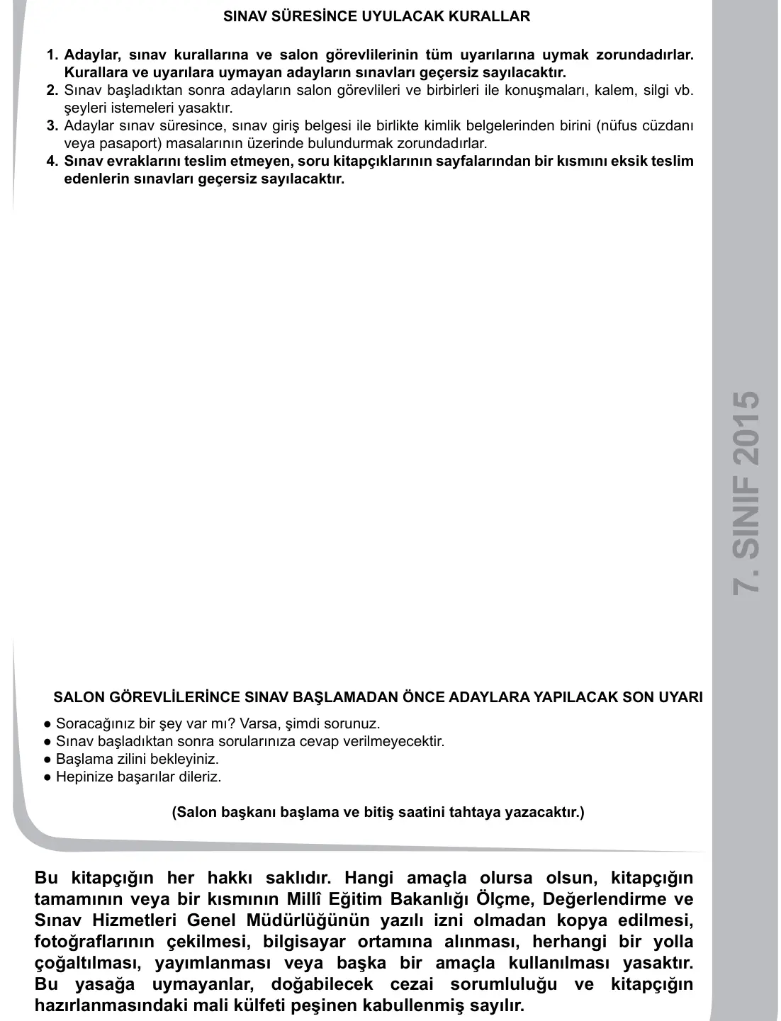 7. Sınıf Sosyal Bilgiler 2015 İOKBS Bursluluk Sınavı 25. Soru görseli (3/3)