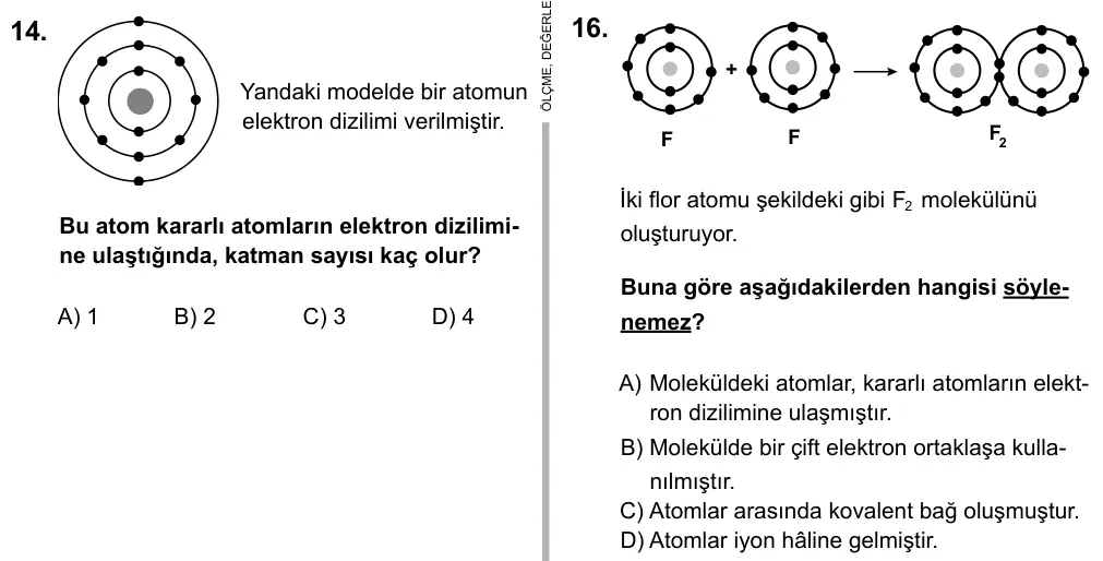7. Sınıf Fen ve Teknoloji 2015 İOKBS Bursluluk Sınavı 16. Soru görseli