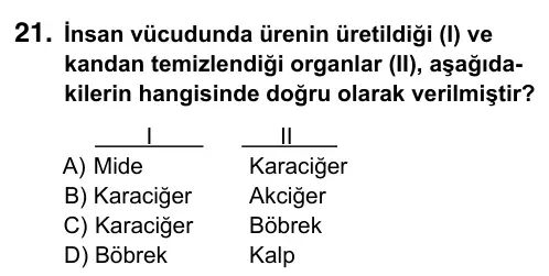 7. Sınıf Fen ve Teknoloji 2015 İOKBS Bursluluk Sınavı 21. Soru görseli