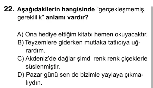 7. Sınıf Türkçe 2015 İOKBS Bursluluk Sınavı 22. Soru görseli