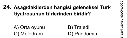 9, 10, 11. Sınıf Dil ve Anlatım 2015 İOKBS Bursluluk Sınavı 24. Soru görseli