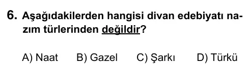 9, 10, 11. Sınıf Dil ve Anlatım 2015 İOKBS Bursluluk Sınavı 6. Soru görseli