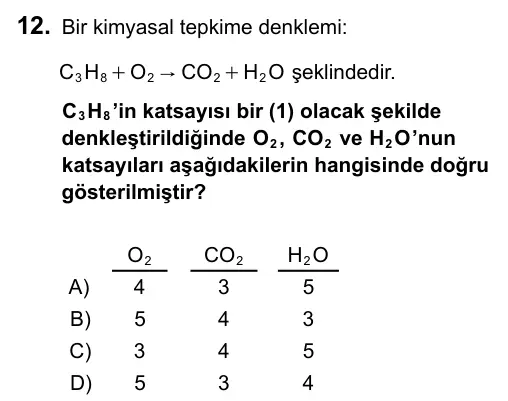 9, 10, 11. Sınıf Fen Bilimleri 2015 İOKBS Bursluluk Sınavı 12. Soru görseli