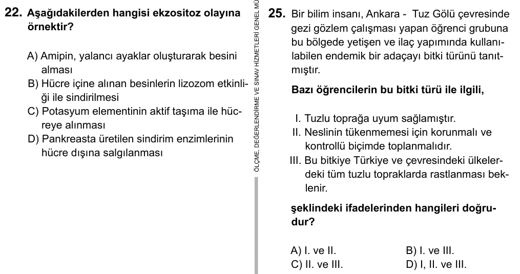 9, 10, 11. Sınıf Fen Bilimleri 2015 İOKBS Bursluluk Sınavı 25. Soru görseli