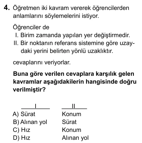9, 10, 11. Sınıf Fen Bilimleri 2015 İOKBS Bursluluk Sınavı 4. Soru görseli