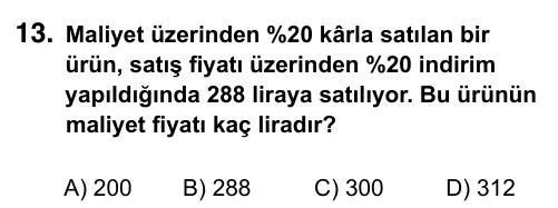 9, 10, 11. Sınıf Matematik 2015 İOKBS Bursluluk Sınavı 13. Soru görseli