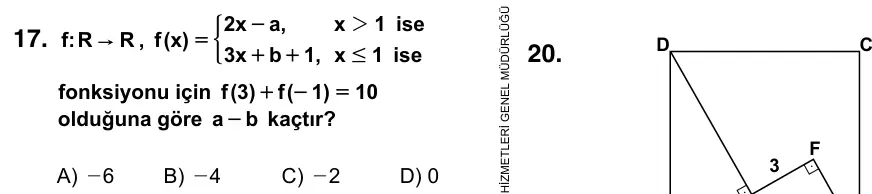 9, 10, 11. Sınıf Matematik 2015 İOKBS Bursluluk Sınavı 17. Soru görseli