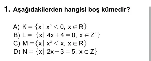 9, 10, 11. Sınıf Matematik 2015 İOKBS Bursluluk Sınavı 1. Soru görseli