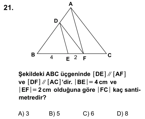 9, 10, 11. Sınıf Matematik 2015 İOKBS Bursluluk Sınavı 21. Soru görseli