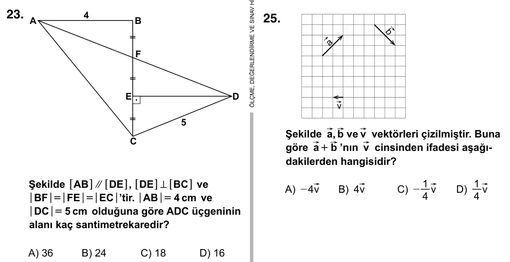 9, 10, 11. Sınıf Matematik 2015 İOKBS Bursluluk Sınavı 23. Soru görseli