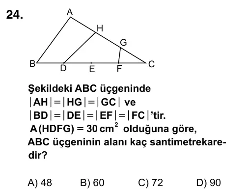 9, 10, 11. Sınıf Matematik 2015 İOKBS Bursluluk Sınavı 24. Soru görseli