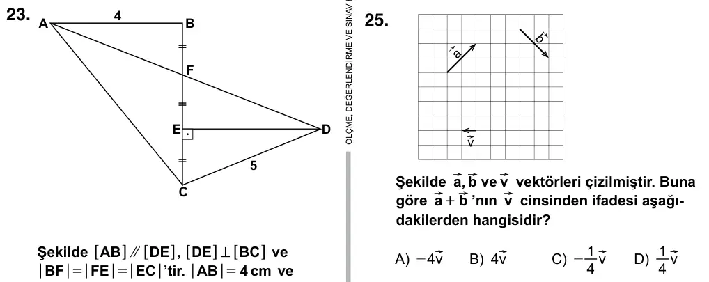 9, 10, 11. Sınıf Matematik 2015 İOKBS Bursluluk Sınavı 25. Soru görseli