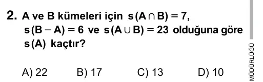 9, 10, 11. Sınıf Matematik 2015 İOKBS Bursluluk Sınavı 2. Soru görseli
