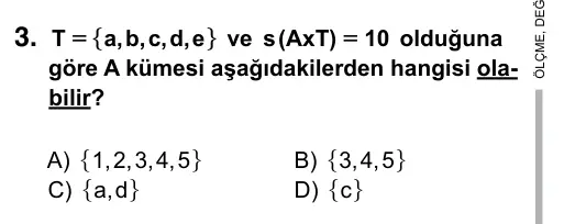 9, 10, 11. Sınıf Matematik 2015 İOKBS Bursluluk Sınavı 3. Soru görseli