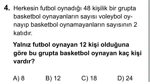 9, 10, 11. Sınıf Matematik 2015 İOKBS Bursluluk Sınavı 4. Soru görseli