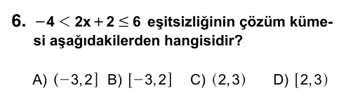 9, 10, 11. Sınıf Matematik 2015 İOKBS Bursluluk Sınavı 6. Soru görseli