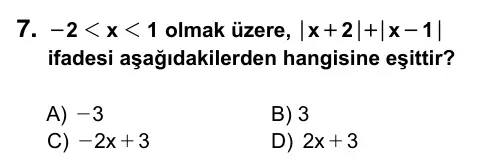 9, 10, 11. Sınıf Matematik 2015 İOKBS Bursluluk Sınavı 7. Soru görseli