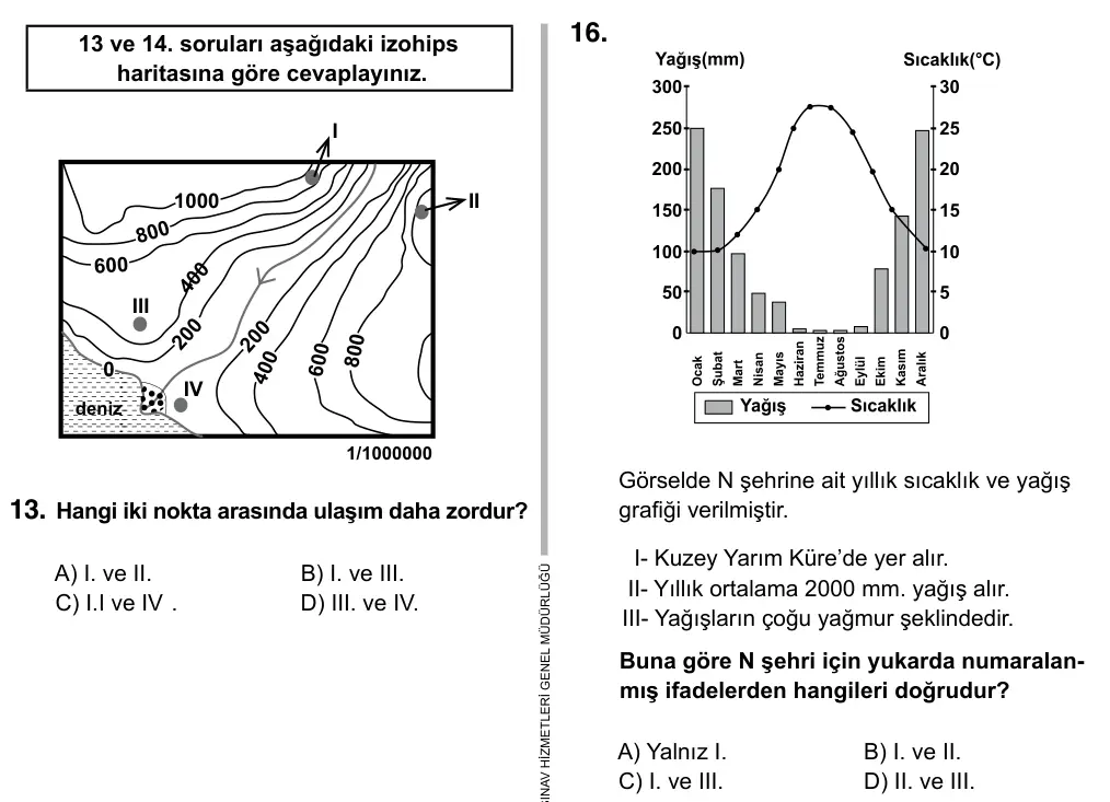 9, 10, 11. Sınıf Sosyal Bilgiler 2015 İOKBS Bursluluk Sınavı 16. Soru görseli