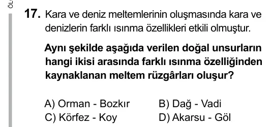9, 10, 11. Sınıf Sosyal Bilgiler 2015 İOKBS Bursluluk Sınavı 17. Soru görseli