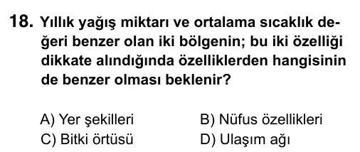 9, 10, 11. Sınıf Sosyal Bilgiler 2015 İOKBS Bursluluk Sınavı 18. Soru görseli