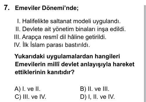 9, 10, 11. Sınıf Sosyal Bilgiler 2015 İOKBS Bursluluk Sınavı 7. Soru görseli