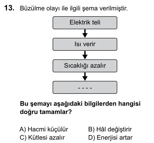5. Sınıf Fen Bilimleri 2016 İOKBS Bursluluk Sınavı 13. Soru görseli