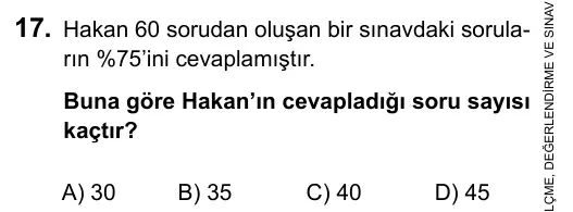 5. Sınıf Matematik 2016 İOKBS Bursluluk Sınavı 17. Soru görseli
