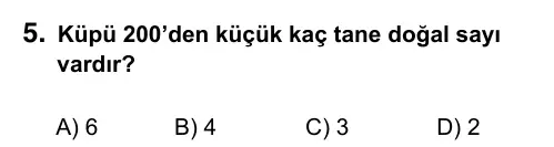 5. Sınıf Matematik 2016 İOKBS Bursluluk Sınavı 5. Soru görseli