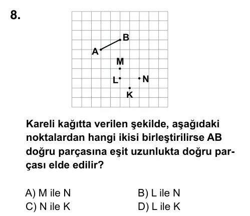 5. Sınıf Matematik 2016 İOKBS Bursluluk Sınavı 8. Soru görseli