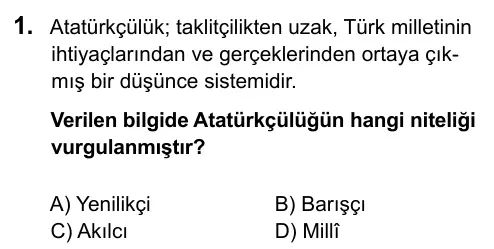 5. Sınıf Sosyal Bilgiler 2016 İOKBS Bursluluk Sınavı 1. Soru görseli