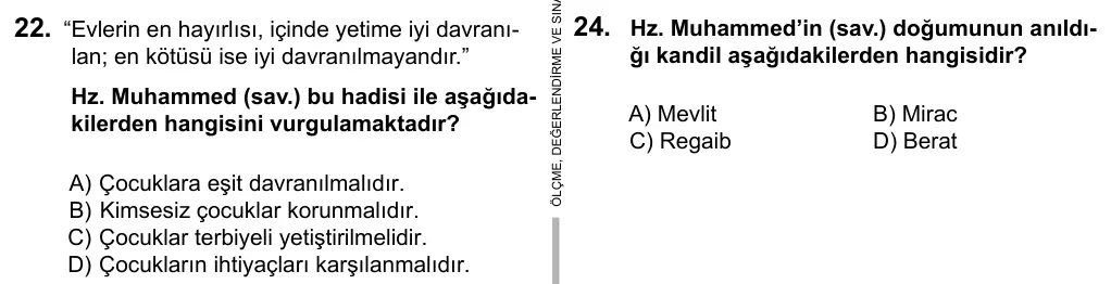 5. Sınıf Sosyal Bilgiler 2016 İOKBS Bursluluk Sınavı 22. Soru görseli