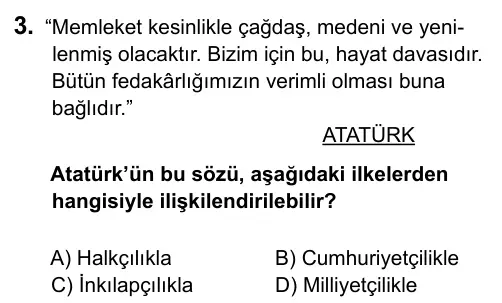5. Sınıf Sosyal Bilgiler 2016 İOKBS Bursluluk Sınavı 3. Soru görseli