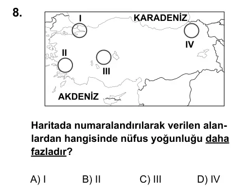 5. Sınıf Sosyal Bilgiler 2016 İOKBS Bursluluk Sınavı 8. Soru görseli