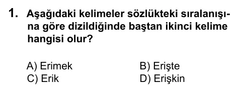 5. Sınıf Türkçe 2016 İOKBS Bursluluk Sınavı 1. Soru görseli