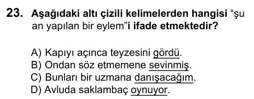 5. Sınıf Türkçe 2016 İOKBS Bursluluk Sınavı 23. Soru görseli