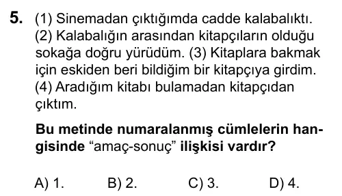 5. Sınıf Türkçe 2016 İOKBS Bursluluk Sınavı 5. Soru görseli