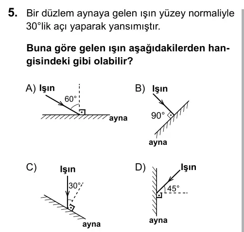 6. Sınıf Fen Bilimleri 2016 İOKBS Bursluluk Sınavı 5. Soru görseli